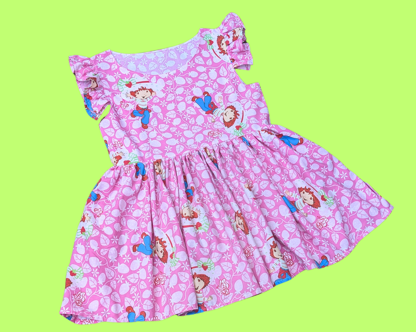 Handmade, Upcycled Vintage 1990's Strawberry Shortcake Bedsheet Dress Fits M-L