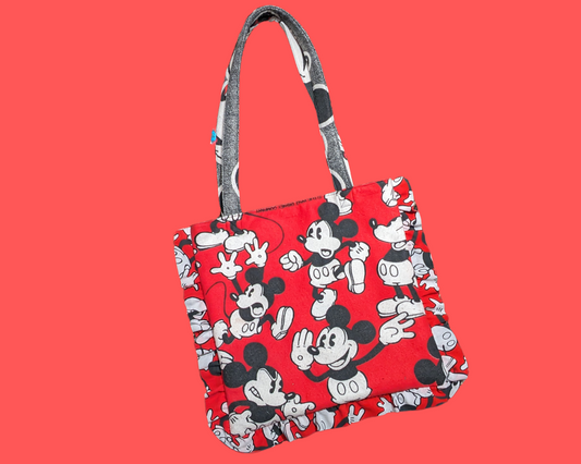 Handmade, Upcycled Walt Disney Mickey Mouse Throw Blanket Tote Bag