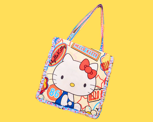 Handmade, Upcycled Hello Kitty Pillowcase Tote Bag