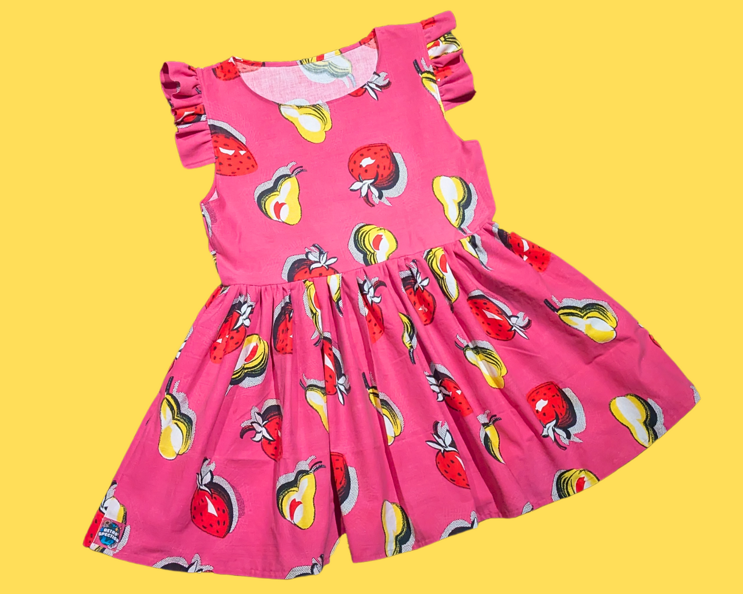 Handmade, Upcycled Vintage 1990's Strawberries and Pears Tablecloth Dress Size S