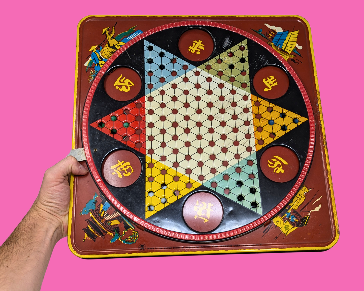 Vintage 1980's Chinese Checkers with Marbles