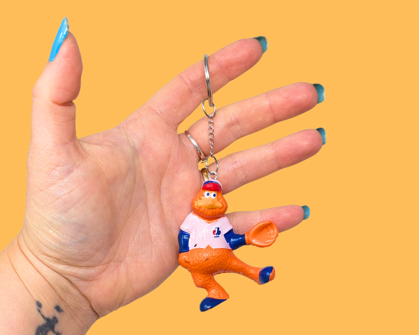 Handmade, Upcycled Montreal Expos Youppi! Mascott Toy Keychain