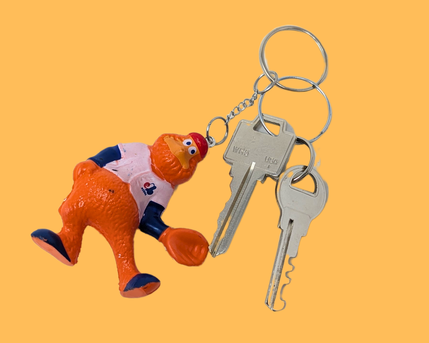 Handmade, Upcycled Montreal Expos Youppi! Mascott Toy Keychain