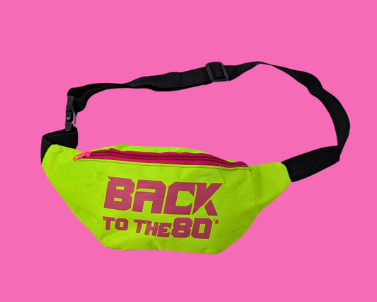 Vintage 1990's Back to the 80's Neon Green and Pink Fanny Pack