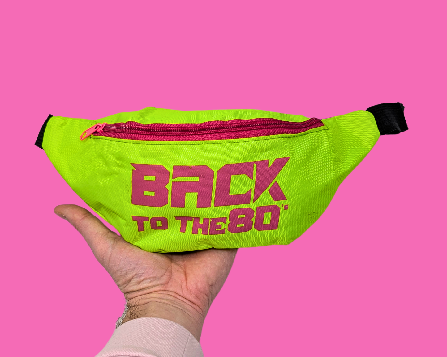 Vintage 1990's Back to the 80's Neon Green and Pink Fanny Pack