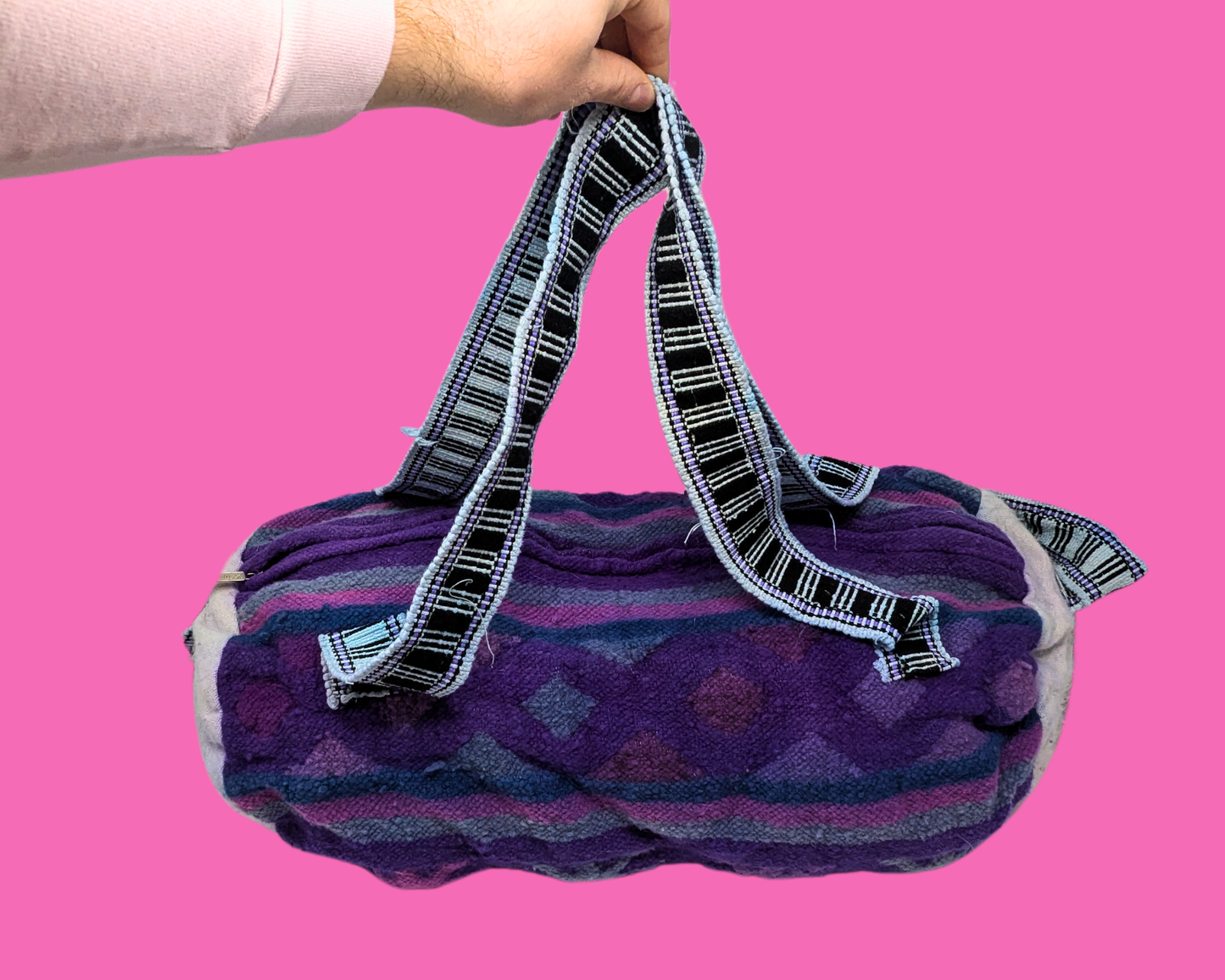 Vintage 1990's Purple Boho Small Travel Bag