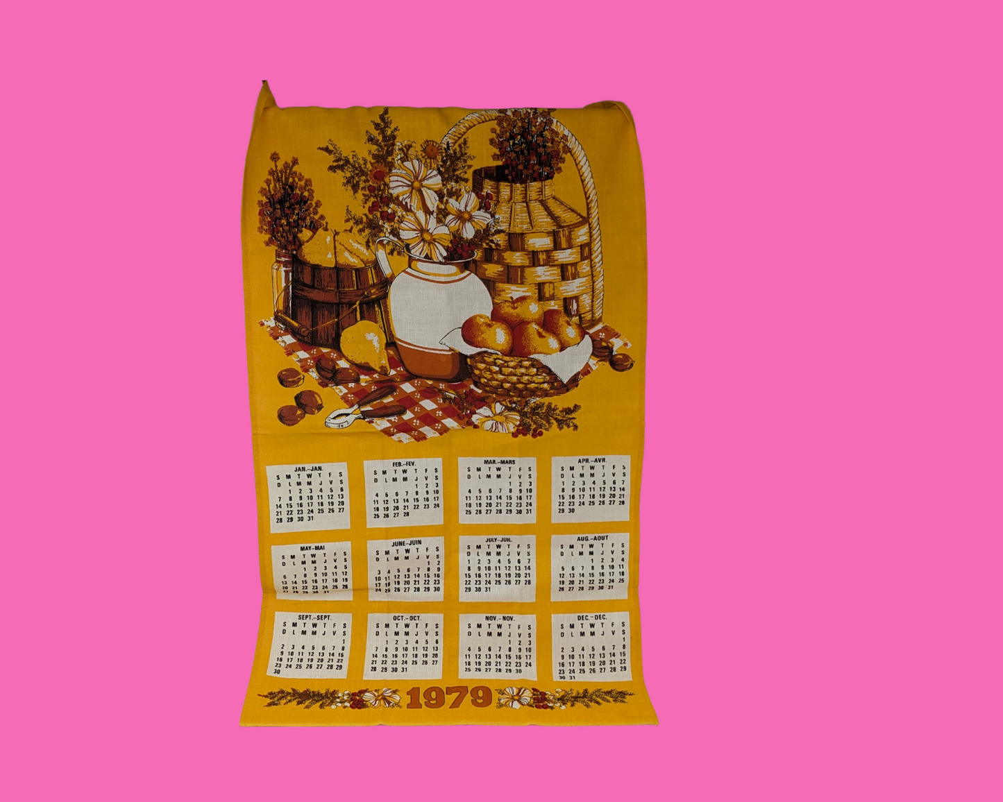 Vintage 1979 Dish Towel Calendar