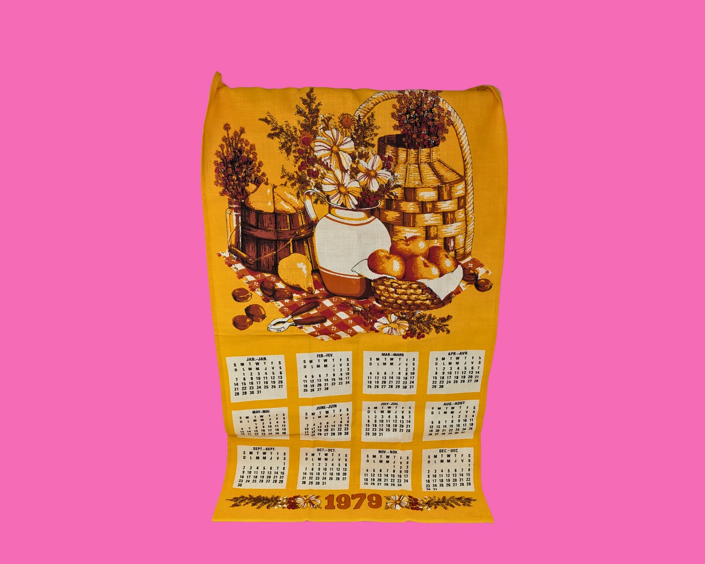 Vintage 1979 Dish Towel Calendar