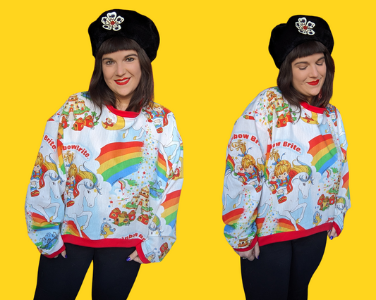 Handmade, Upcycled Rainbow Brite Sweater Oversized XL