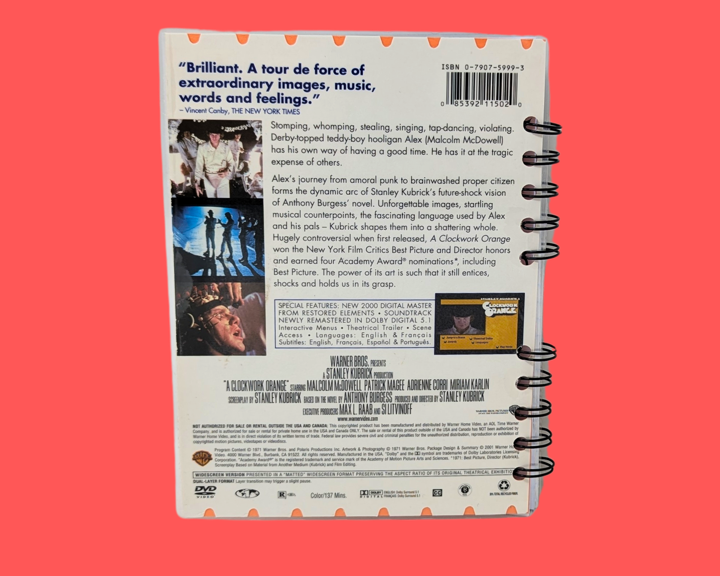 A Clockwork Orange DVD Movie Notebook