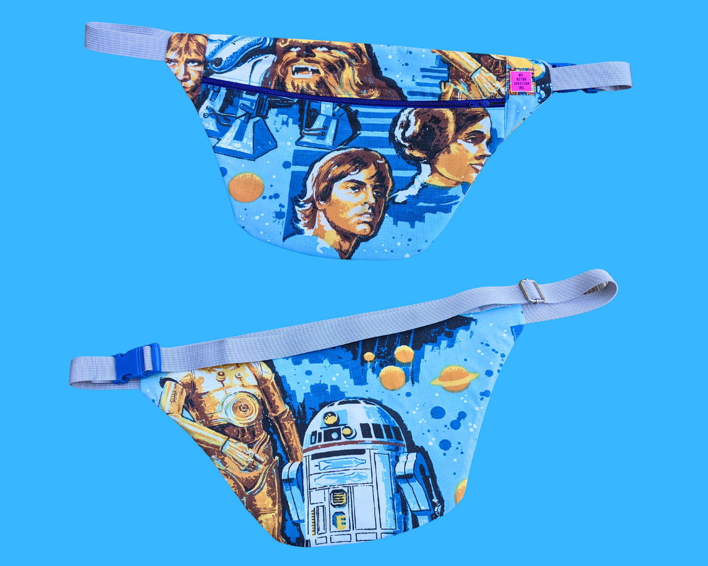 Handmade, Upcycled Vintage Star Wars Bedsheet T-Shirt Oversized XL with Matching Fanny Pack