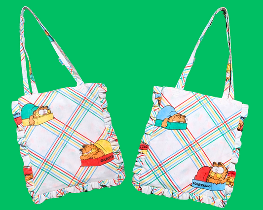 Handmade, Upcycled Garfield Bedsheet Tote Bag