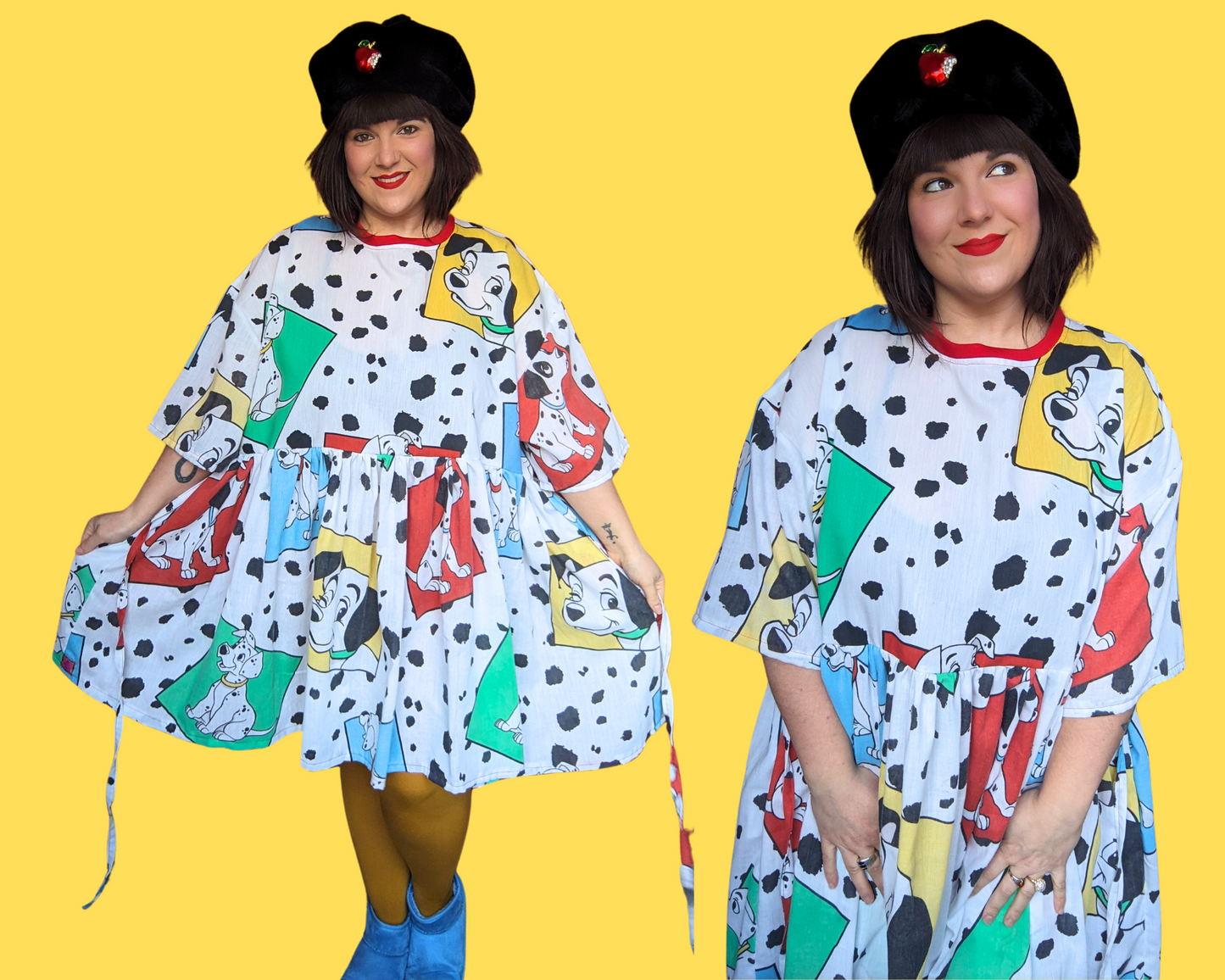 Handmade, Upcycled Walt Disney's 101 Dalmatians Bedsheet Dress Size 2XL