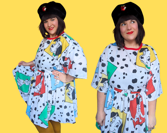 Handmade, Upcycled Walt Disney's 101 Dalmatians Bedsheet Dress Size 2XL