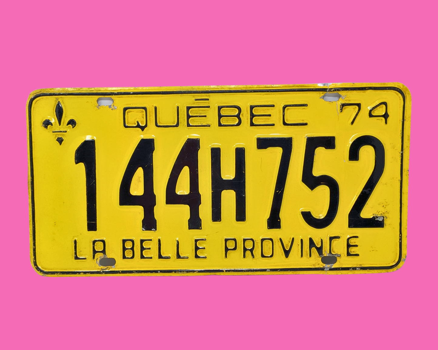 Vintage 1974 License Plate Quebec