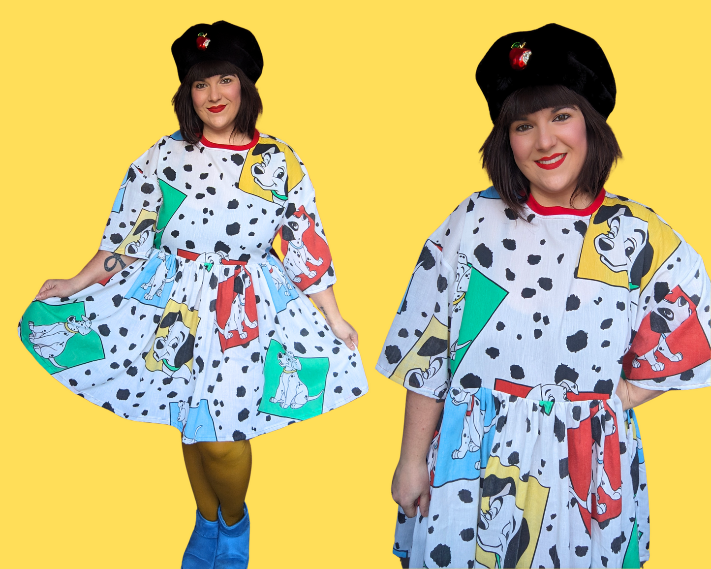 Handmade, Upcycled Walt Disney's 101 Dalmatians Bedsheet Dress Size 2XL