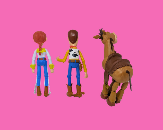 Vintage 1990's Toy Story Woody, Jessie and Bullseye