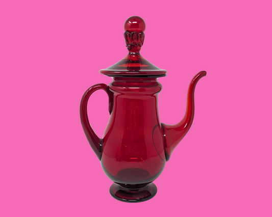 Vintage 1970's Red Glass Pitcher