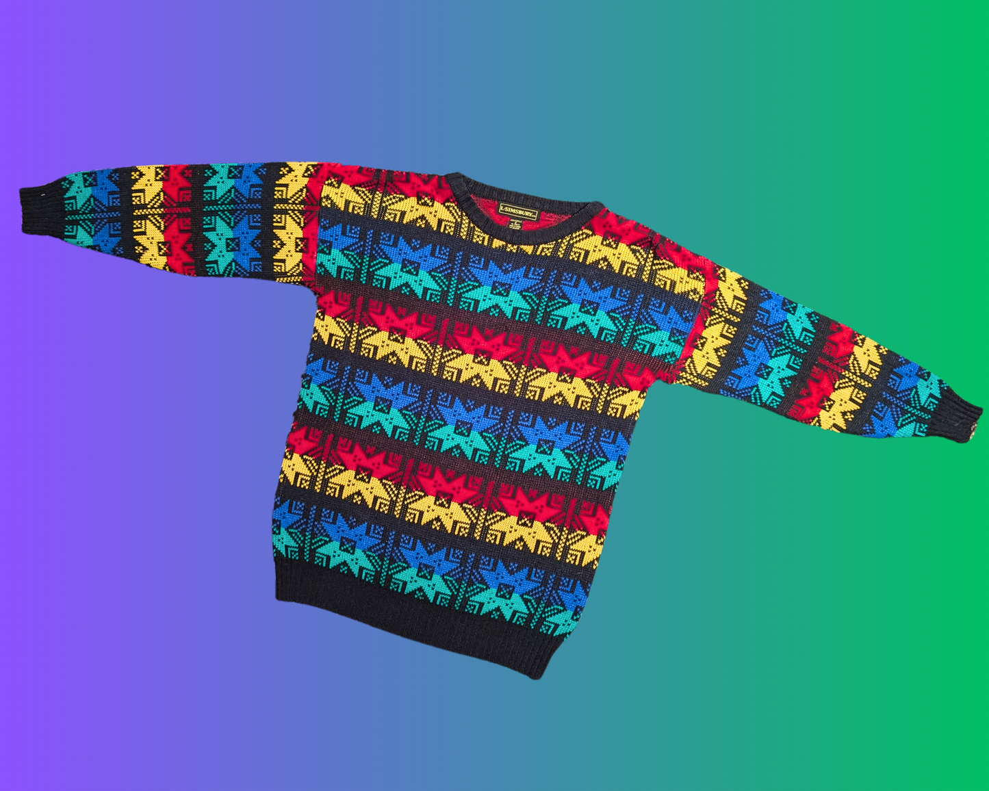 Vintage 1990's Colourful Knitwear Sweater Size M