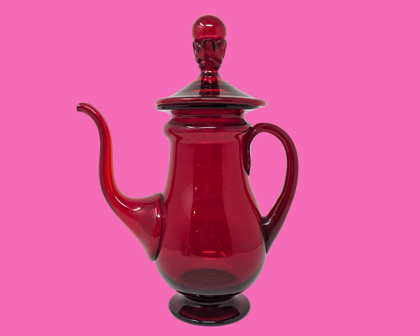 Vintage 1970's Red Glass Pitcher