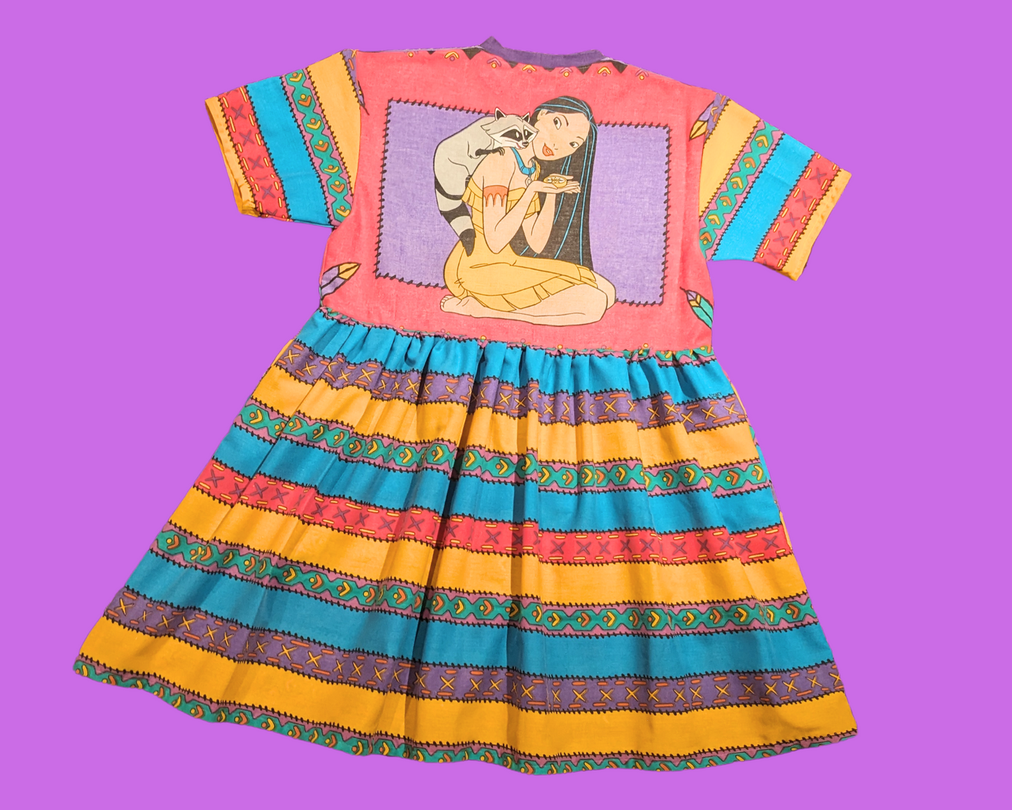 Handmade, Upcycled Walt Disney's Pocahontas Bedsheet and Pillow Case Dress Fits S-M-L-XL