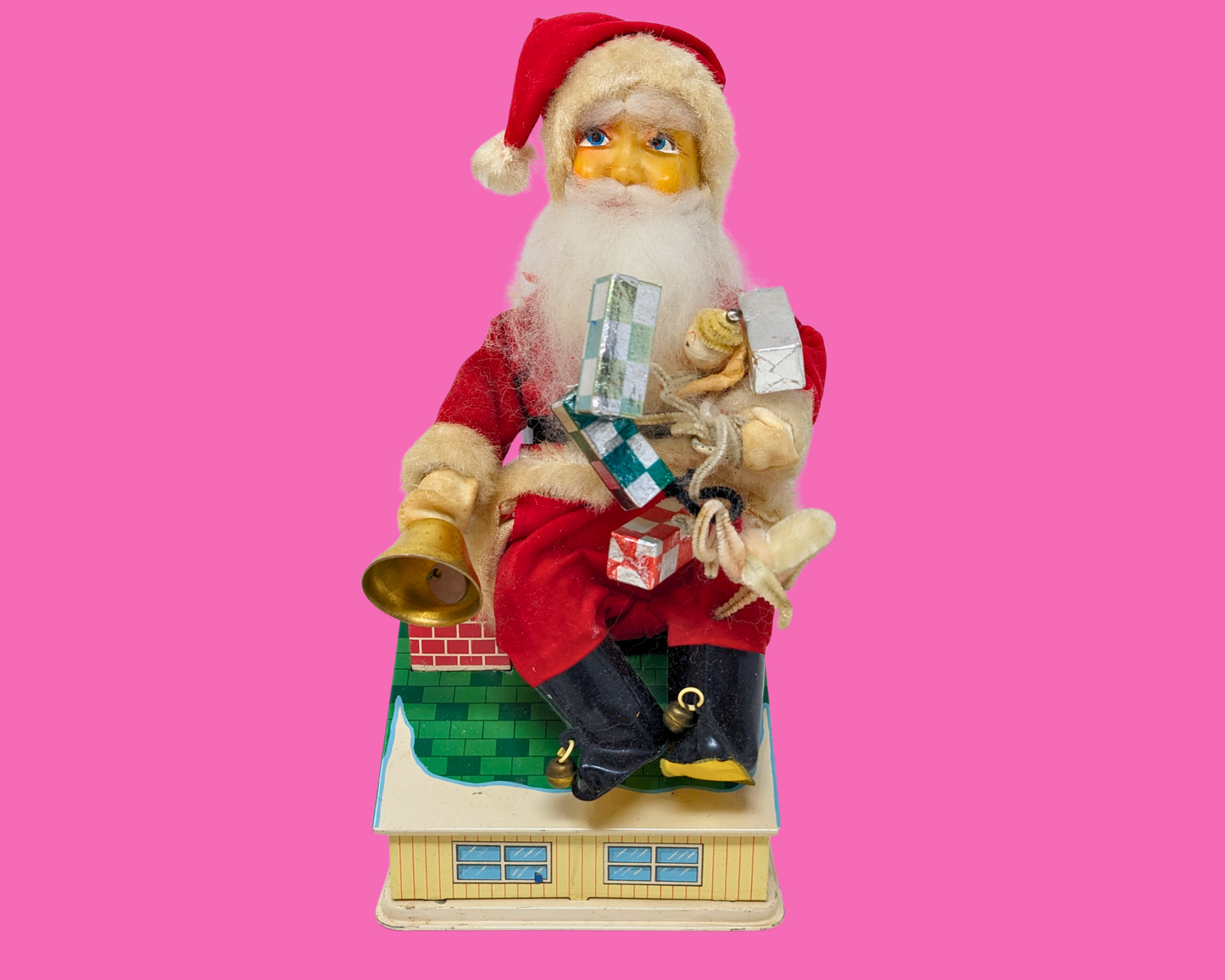 Vintage 1960's Deluxe Animated Battery and Coin Operated Santa Bank Made in Japan, Not Tested