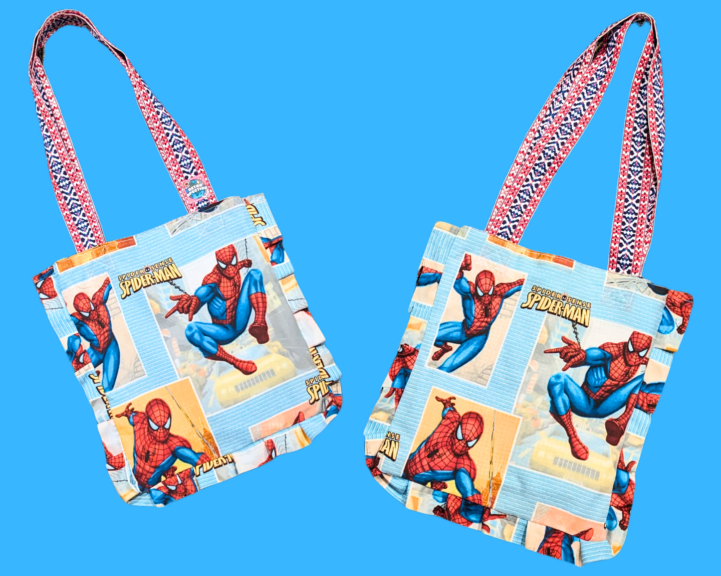 Handmade, Upcycled Spider-Man Bedsheet Tote Bag