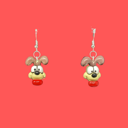 Handmade, Upcycled Odie from Garfield Earrings