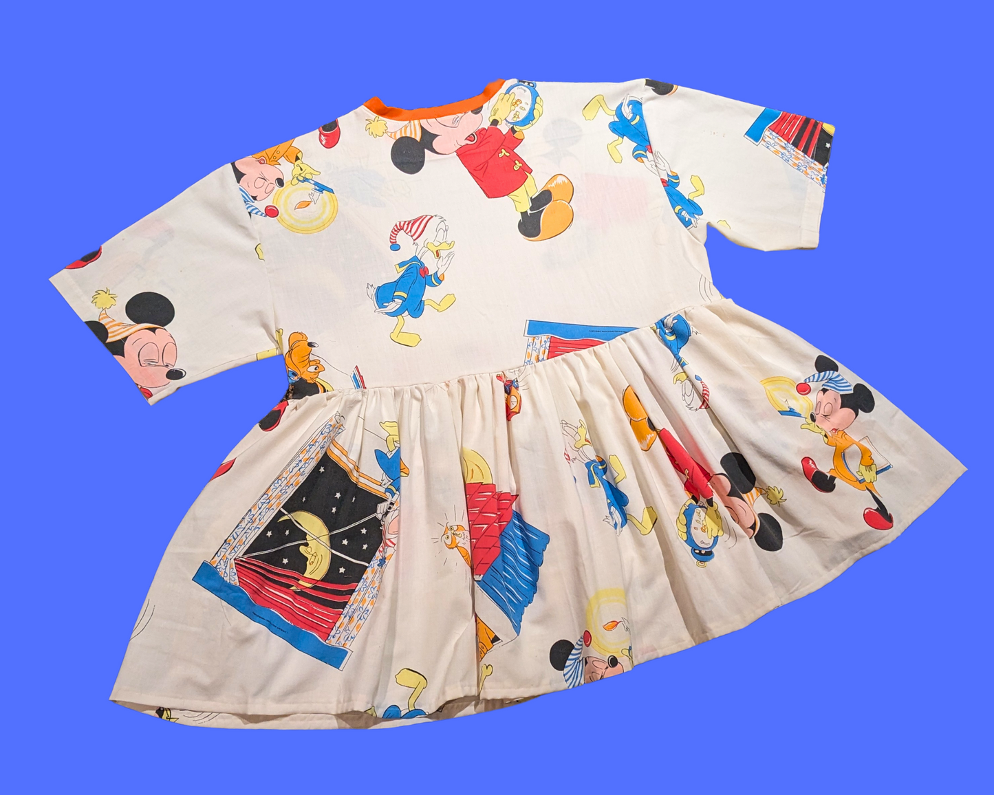 Handmade, Upcycled Walt Disney's Mickey Mouse and Friends Are Going to Bed Bedsheet T-Shirt Dress Fits 2XL