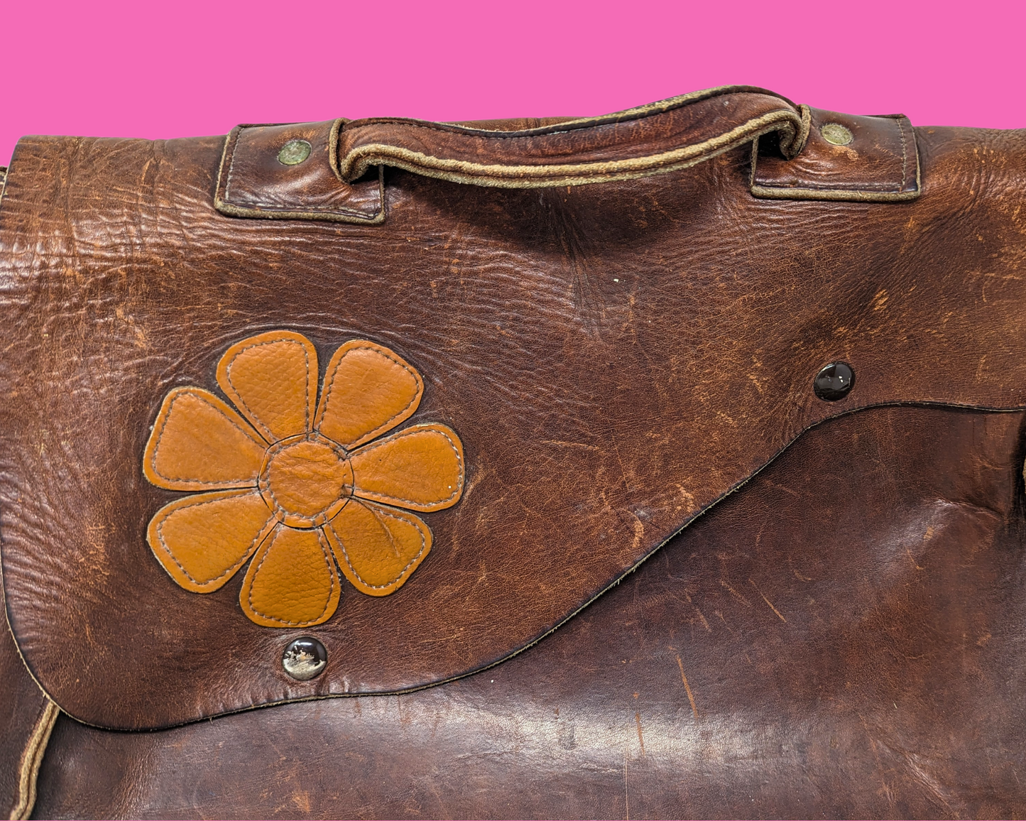 Vintage 1970's Brown Leather Messenger Bag