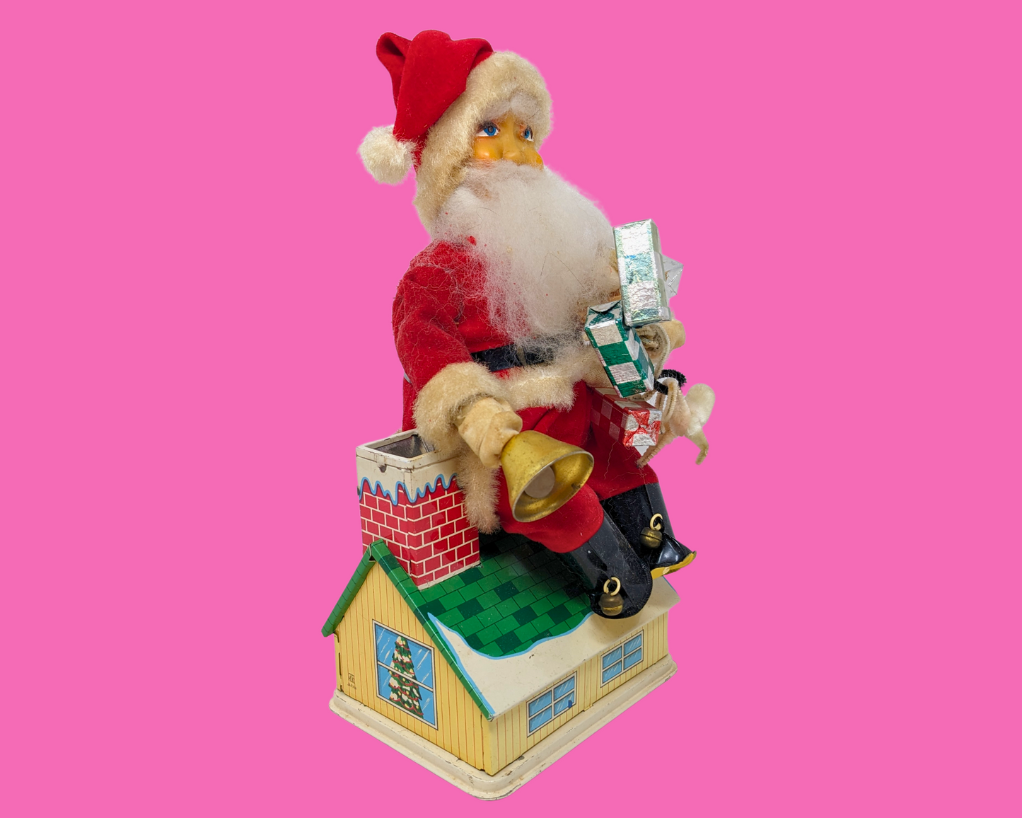 Vintage 1960's Deluxe Animated Battery and Coin Operated Santa Bank Made in Japan, Not Tested