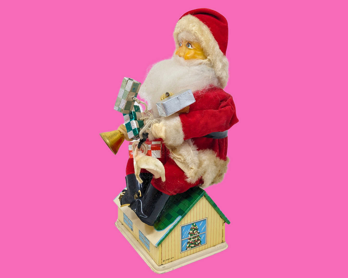 Vintage 1960's Deluxe Animated Battery and Coin Operated Santa Bank Made in Japan, Not Tested