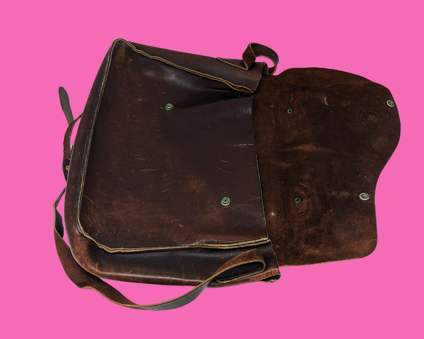 Vintage 1970's Brown Leather Messenger Bag