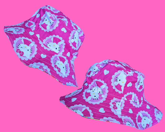 Hello Kitty Reversible Bucket Hats For Adults Made from Vintage, Upcycled Hello Kitty Fabric