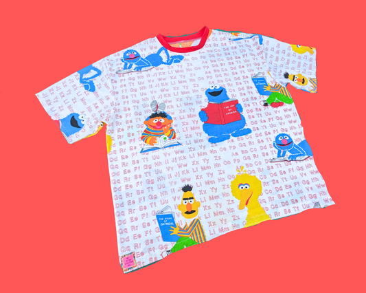 Handmade, Upcycled Sesame Street Bedsheet T-Shirt Oversized XL