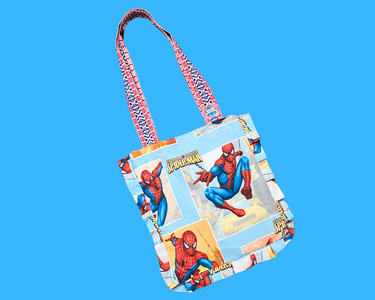 Handmade, Upcycled Spider-Man Bedsheet Tote Bag