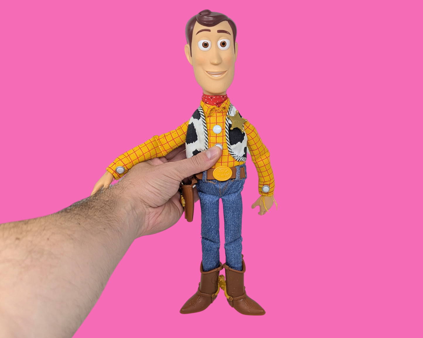 Vintage 1990's Toy Story's Woody Figurine Toy, No Hat, Speaks French