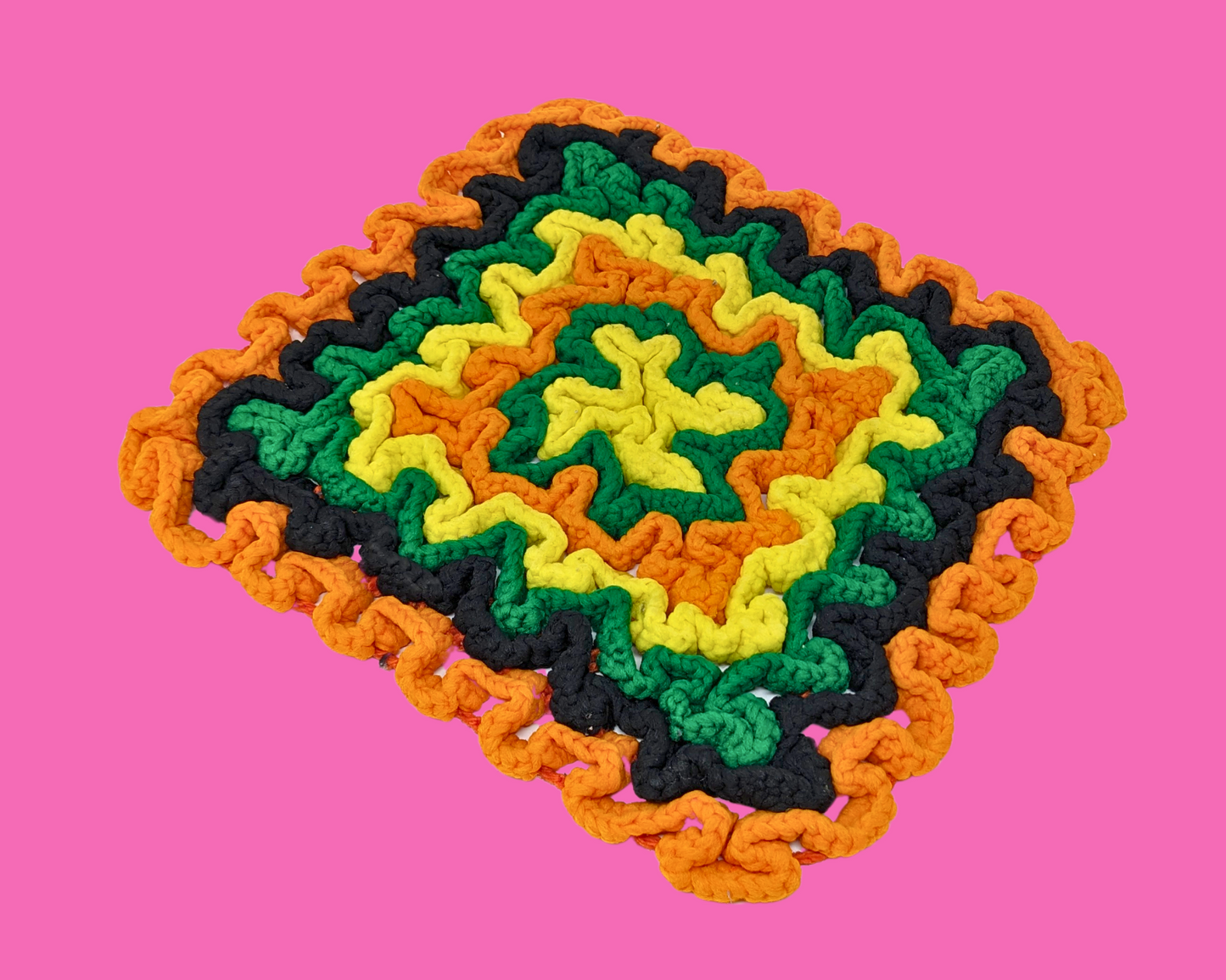 Vintage 1980's Groovy Crochet Doily