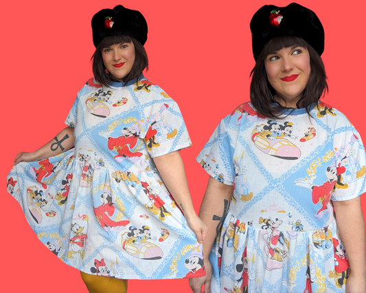 Handmade, Upcycled Walt Disney's Vintage 1980's Fantasia Bedsheet Dress Fits S-M-L-XL