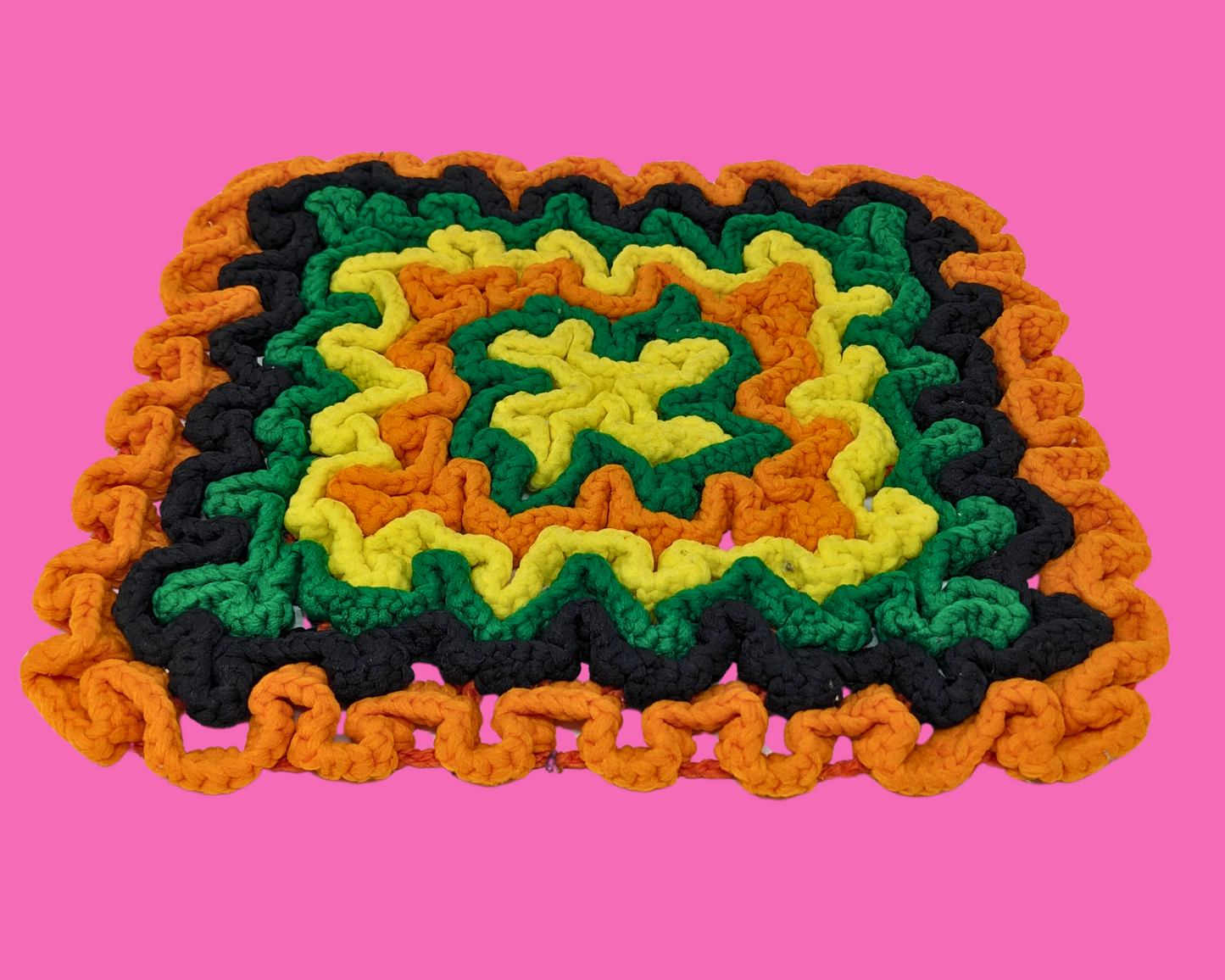 Vintage 1980's Groovy Crochet Doily