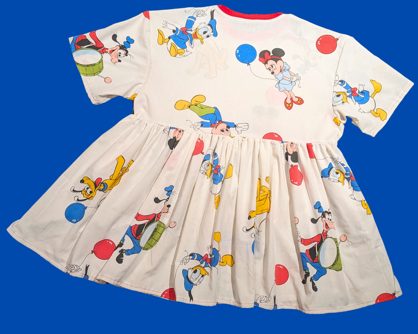 Handmade, Upcycled Walt Disney's Vintage 1980's Mickey Mouse Bedsheet Dress Fits 2XL