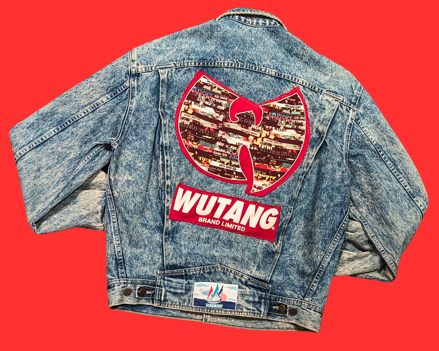 Handmade, Upcycled Blue, Bay, WuTang Denim Jacket Size L