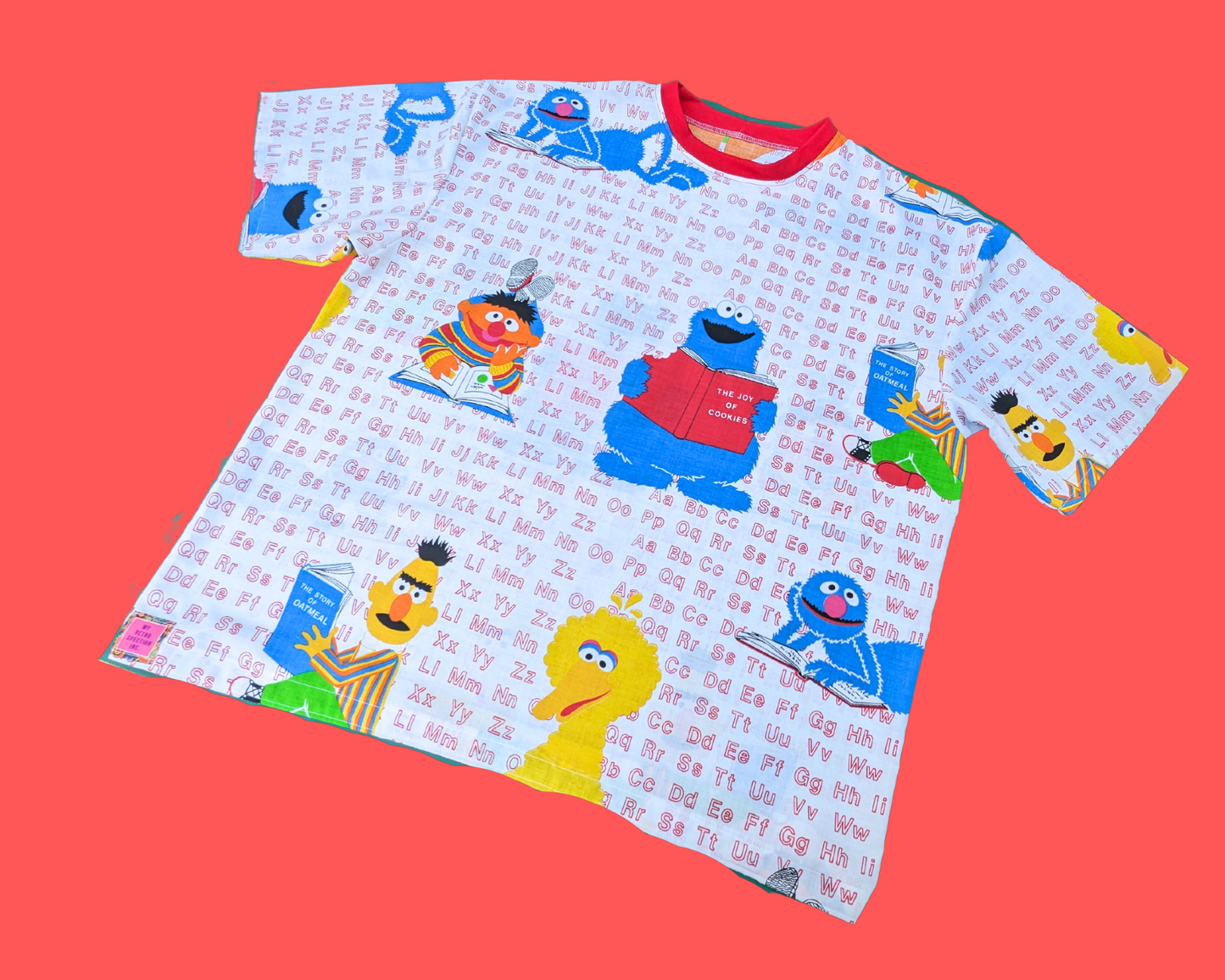 Handmade, Upcycled Sesame Street Bedsheet T-Shirt Oversized XL