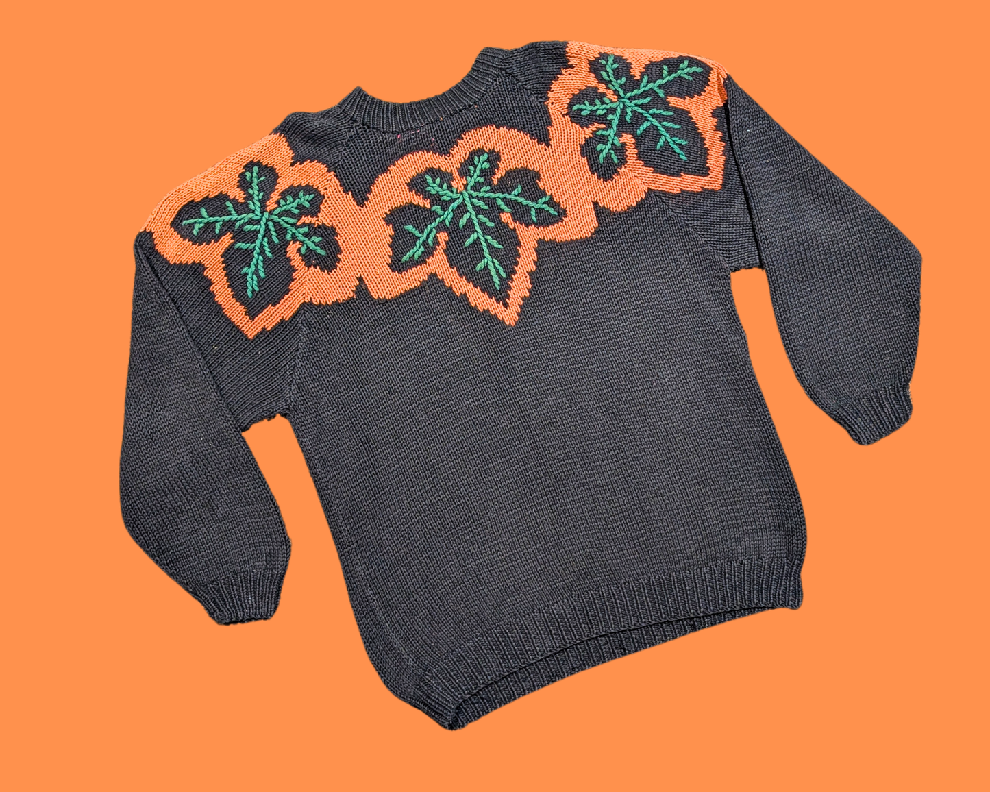 Vintage 1990's Autumn Leaves Knit Sweater Size XL