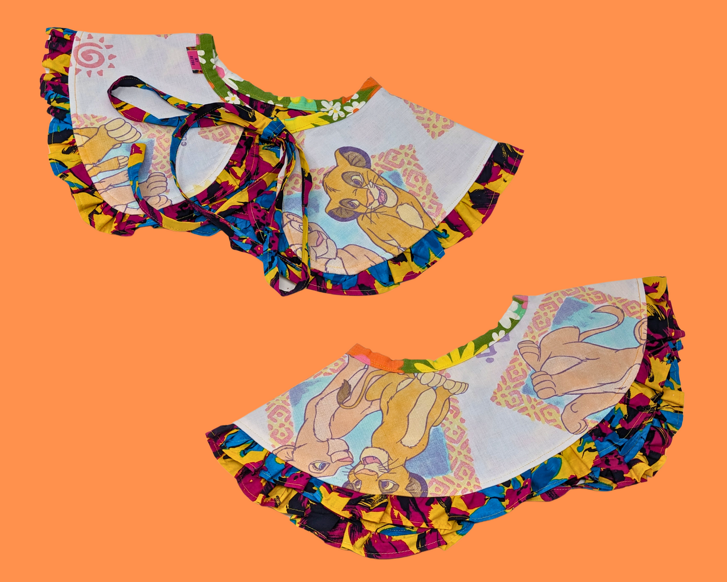 Handmade, Upcycled, Reversible Disney The Lion King Pilgrim Collar with Frill