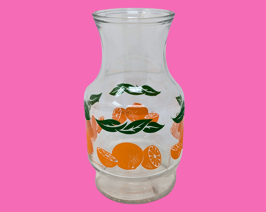 Vintage 1980's Glass Pitcher With Oranges