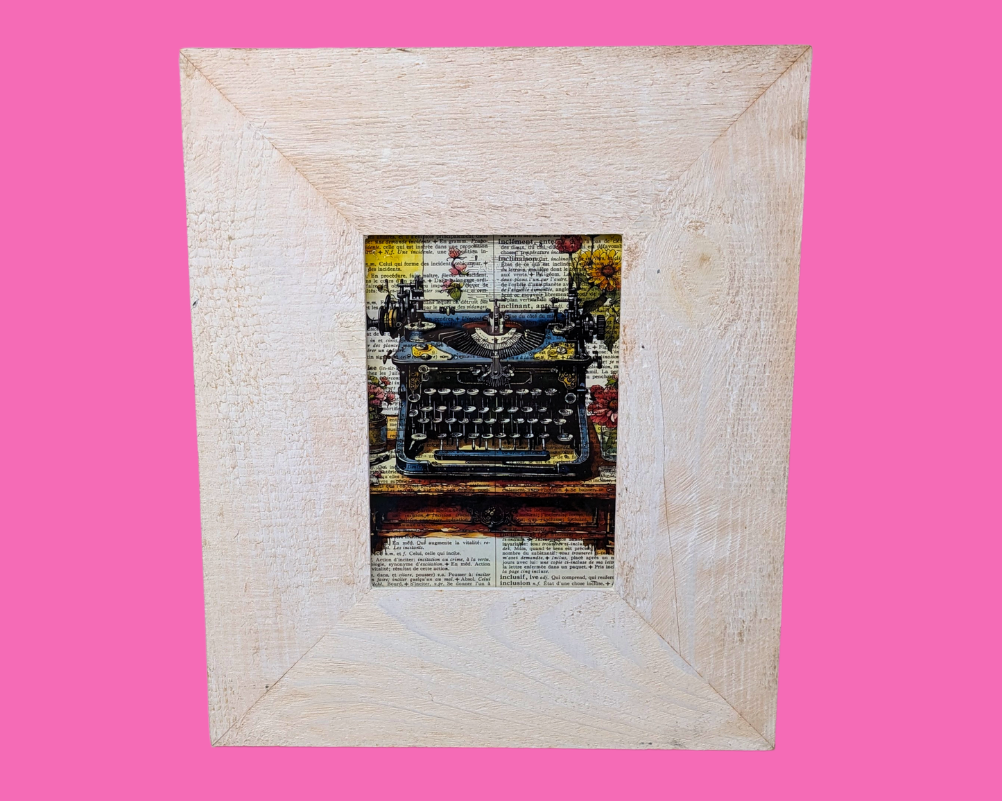 Typewriter Print in Wooden Frame