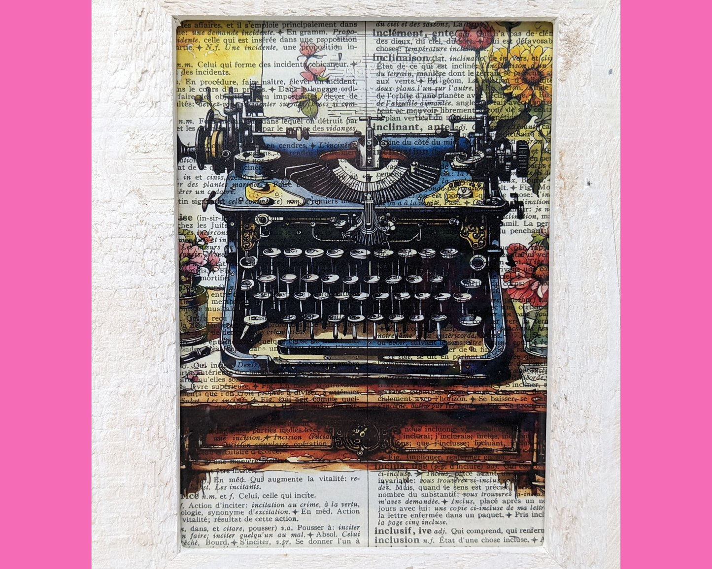 Typewriter Print in Wooden Frame