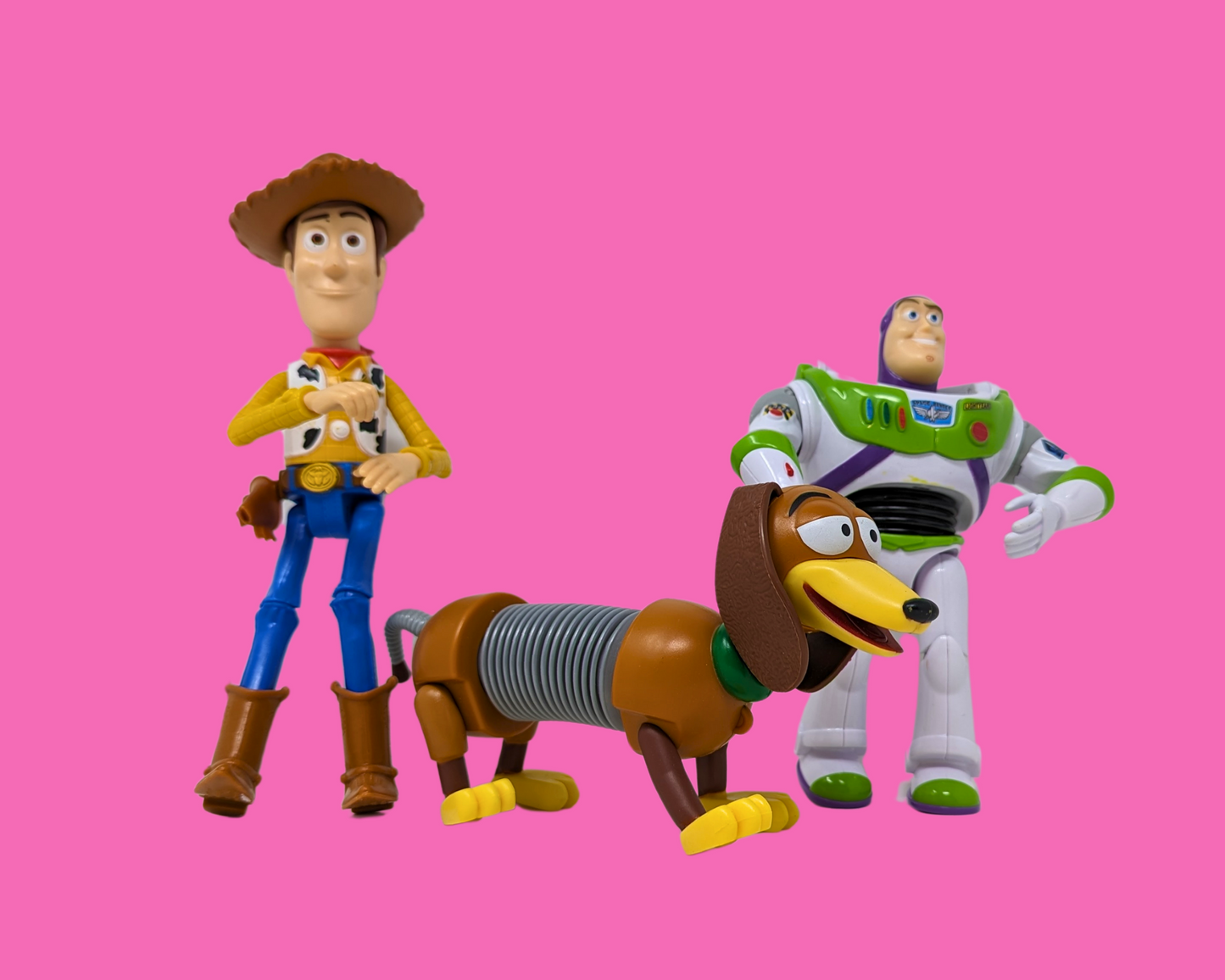 Vintage 1990's Toy Story Woody, Buzz Lightyear and Slinky Toys