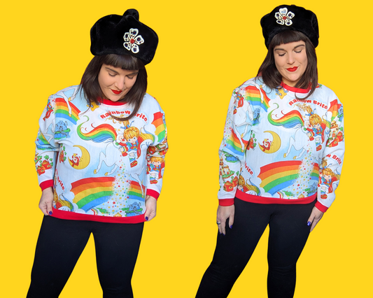 Handmade, Upcycled Rainbow Brite Sweater Oversized M